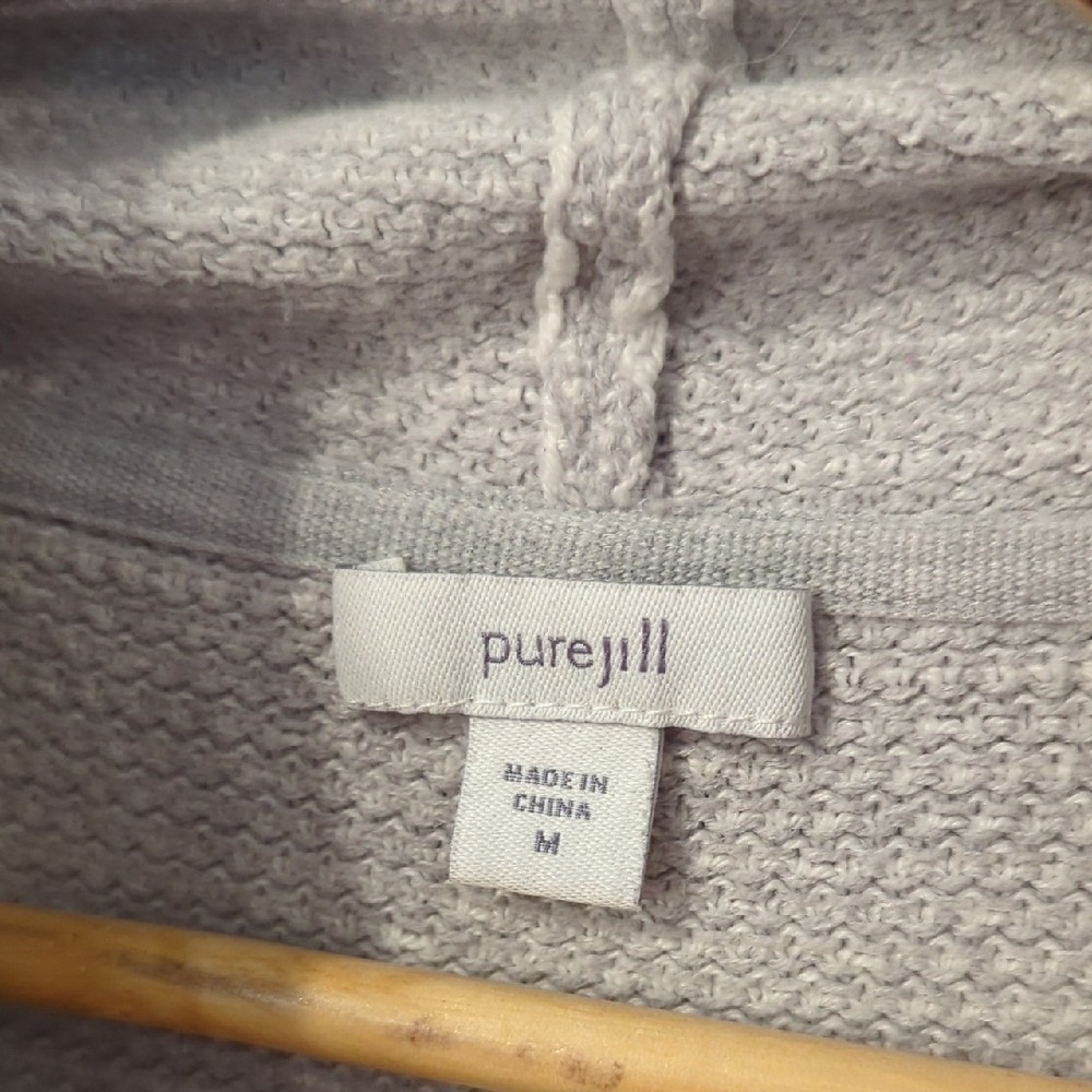 J. Jill Knit Sweatshirt‎ 3/4 Sleeve Funnel Neck Gray size Medium image 4